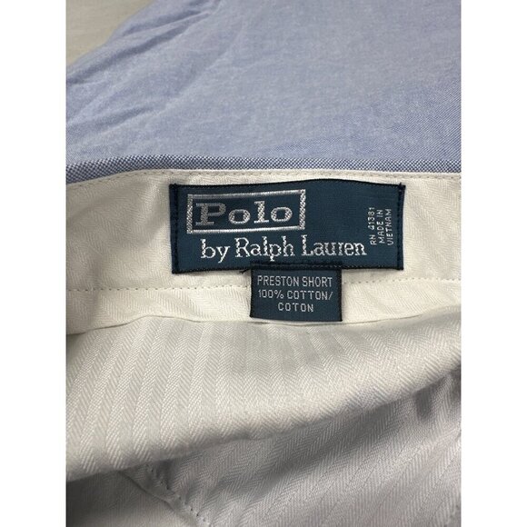 Polo by Ralph Lauren Preston Flat Front 100% Cotton Blue Chino Shorts Sz 31 - Picture 6 of 10